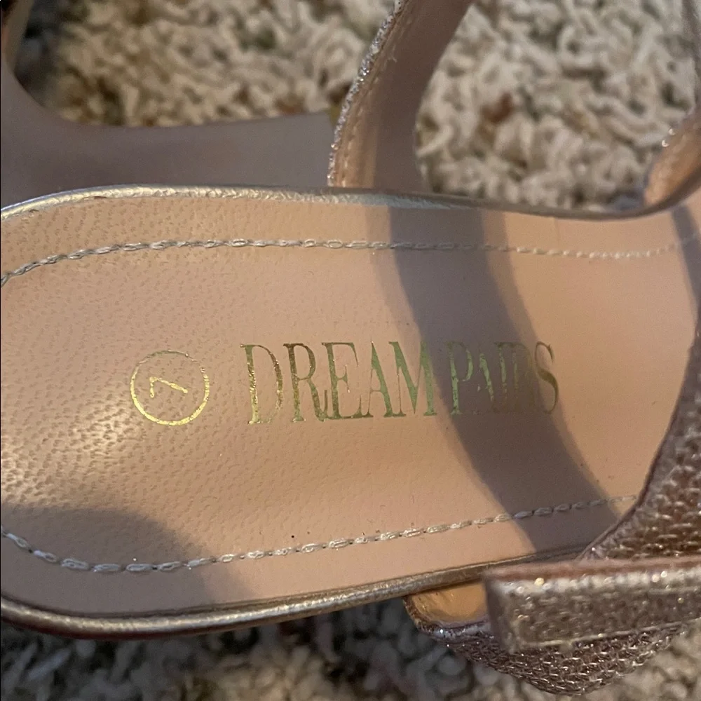 Dream Pairs Rose Gold Champagne Glitter  Block Shiny Heel 2"‎ Shoes Sz 7 - Picture 5 of 8
